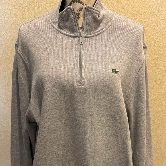 Lacoste Zippered Cotton Pullover Sweater - Picture 1 of 4
